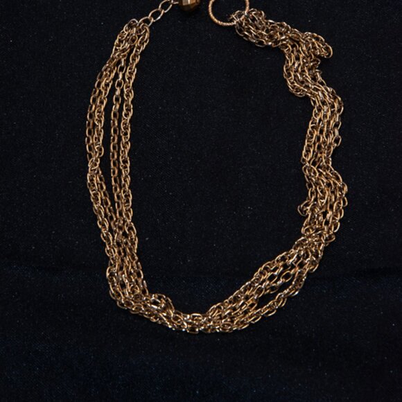 Vintage Gold Tone 15" 4 Strand Chain Link Necklace - Picture 2 of 2
